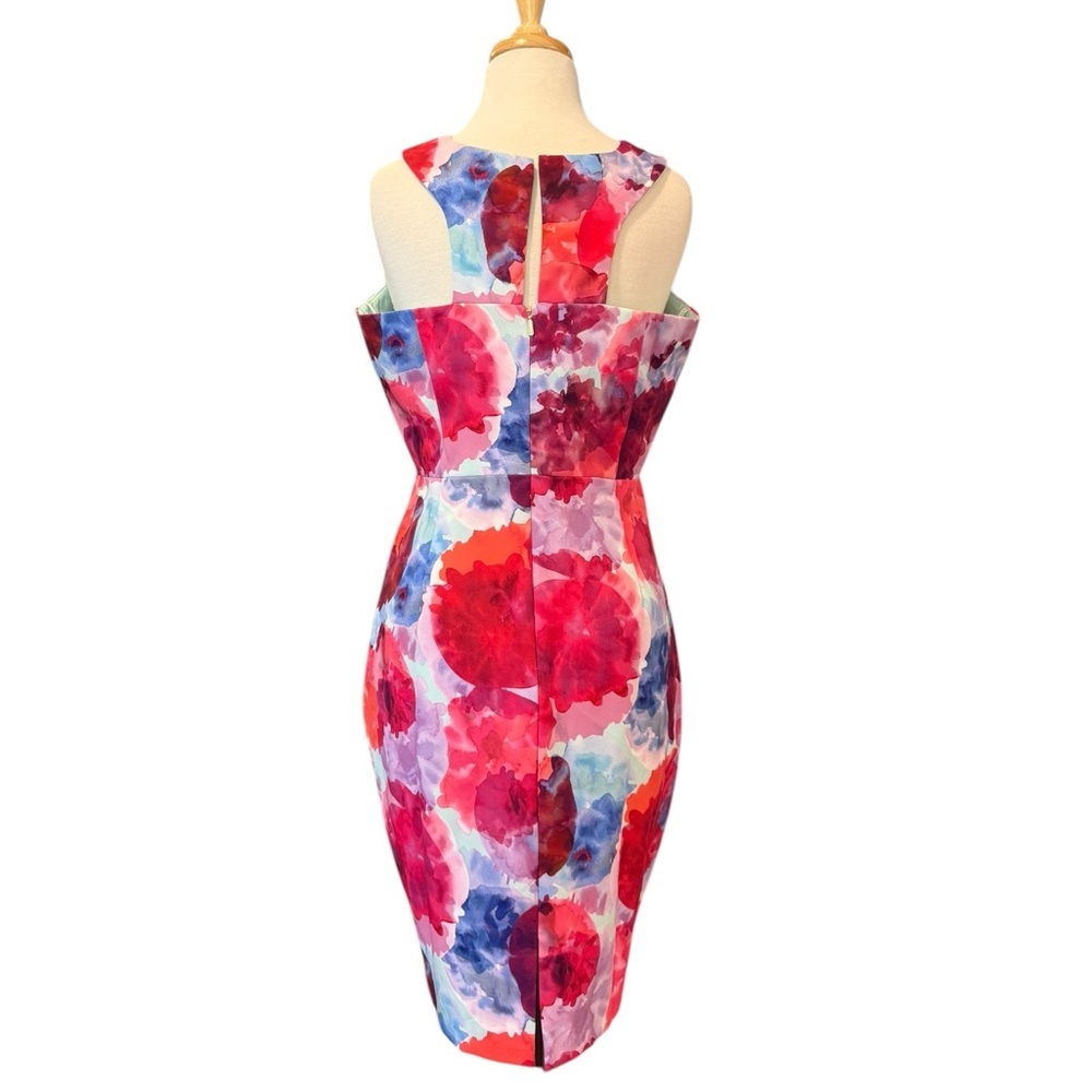 Trina Turk Delano Watercolor Floral Sleeveless Sheath Racerback Cocktail Size 12 - Picture 2 of 10